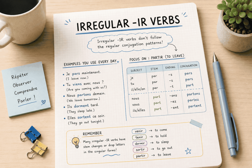 Verbi irregolari in IR che chi studia il francese deve conoscere